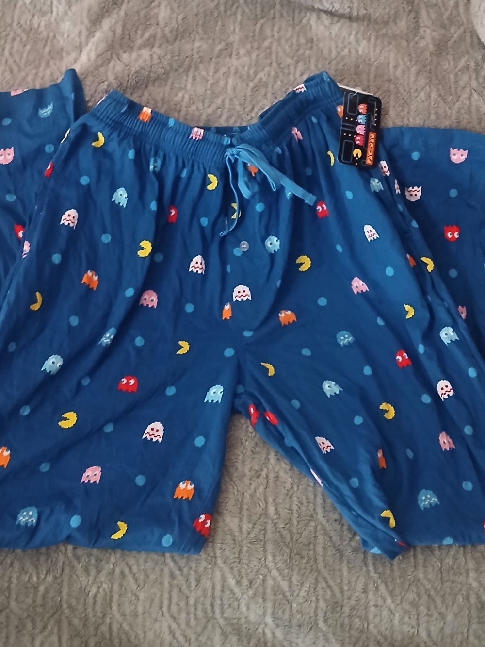 Kids Blue Pac-Man Print Pajama Pants